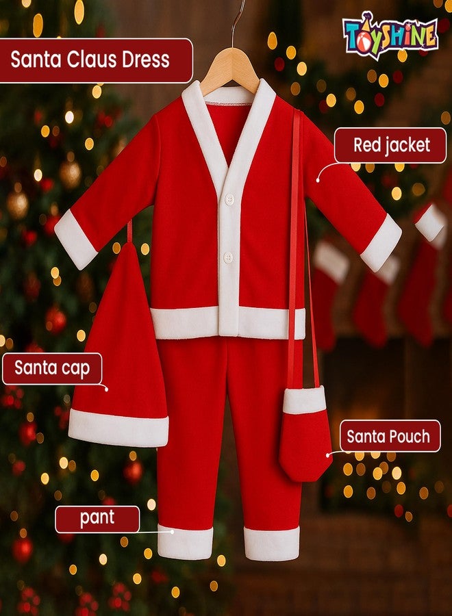 Toyshine Santa Claus Costume Dress Set for Baby 1-2 Years | Soft & Comfortable Christmas Outfit with Hat Top & Pant for Boys & Girls -Size 2 - Image 2
